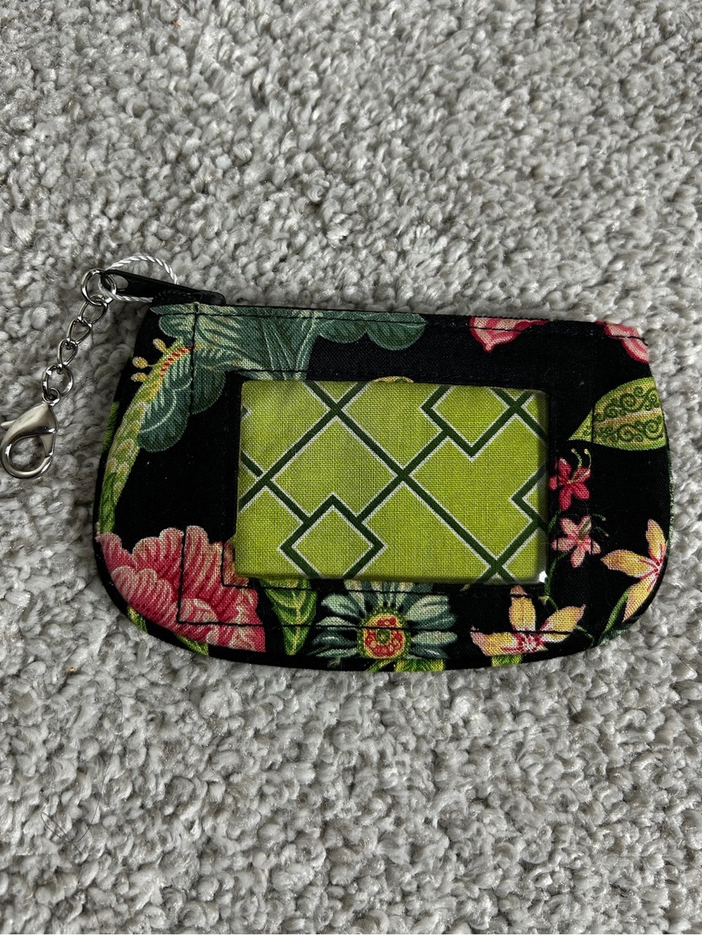 VERA BRADLEY Floral Black ID Wallet Card Holder
